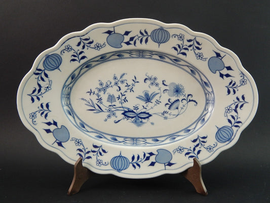 ANTICO VASSOIO PORCELLANA BIANCA BLU DECORO CIPOLLA BAVARIA OSCAR SCHALLER