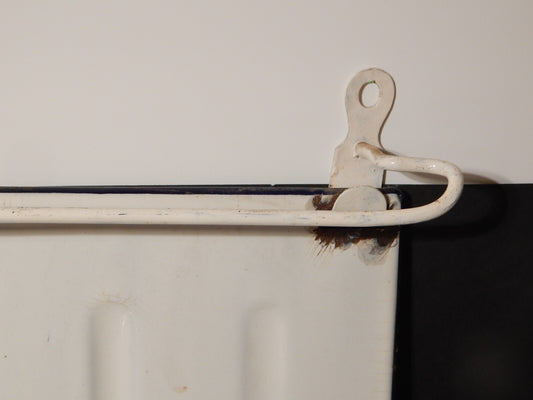 ANTICO PORTA MESTOLI CUCINA ANNI '30 LATTA SMALTATA PORCELLANATA BIANCA #