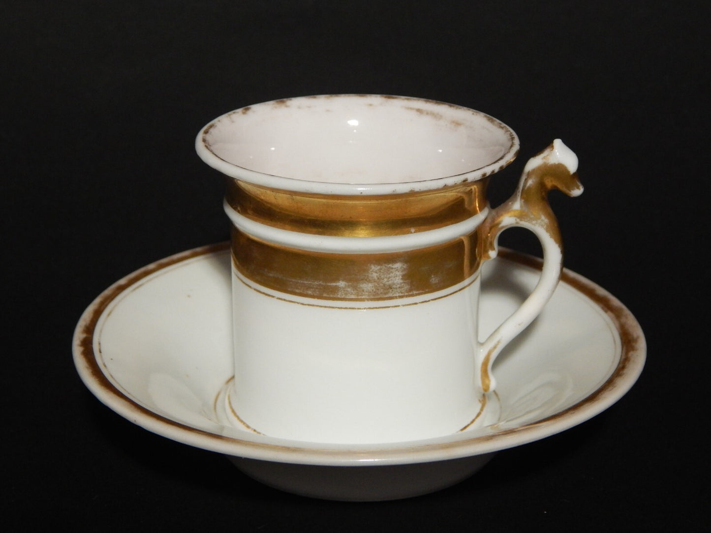 ANTICA PREZIOSA TAZZA PORCELLANA BIANCA E ORO IMPERO GINORI DOCCIA META' 800 #