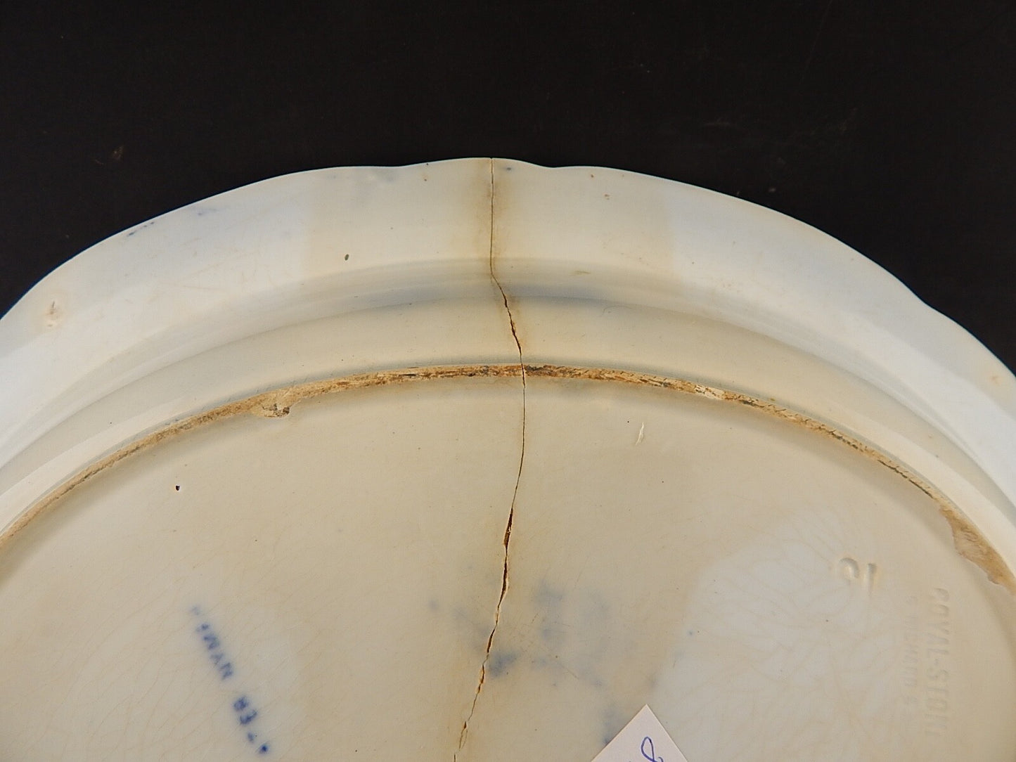 ANTICO VASSOIO NINFEE CERAMICA RICHARD MILANO FINE 800 FLOW BLUE WATER NYMPH