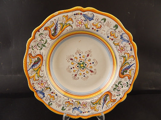 ANTICO PIATTO FONDO CERAMICA MAIOLICHE DERUTA PERUGIA 1900 DECORO RINASCIMENTALE