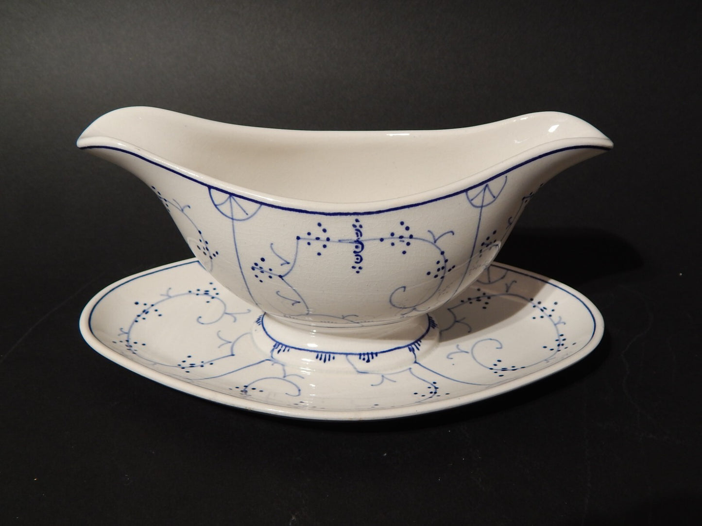 ANTICA '800 ZUPPIERA SALSIERA PORCELLANA VILLEROY&BOCH DRESDEN BLUE FLUTED