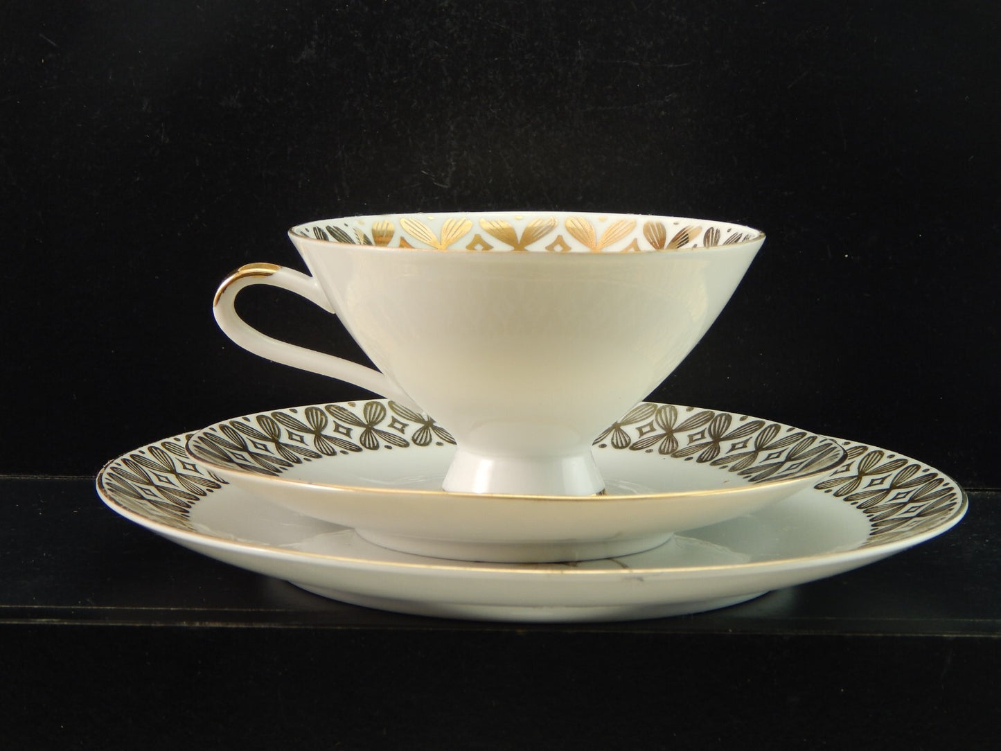 VINTAGE TRIO DA TE' PORCELLANA TAZZA E 2 PIATTINI WINTERLING BAVARIA ROSA TEA