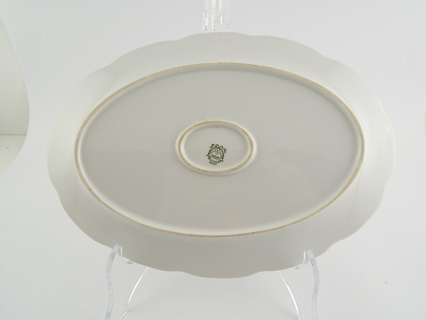 ANTICA RAVIERA PIATTO OVALE PORCELLANA BIANCA CON ORO VERBANO LAVENO DEL1935