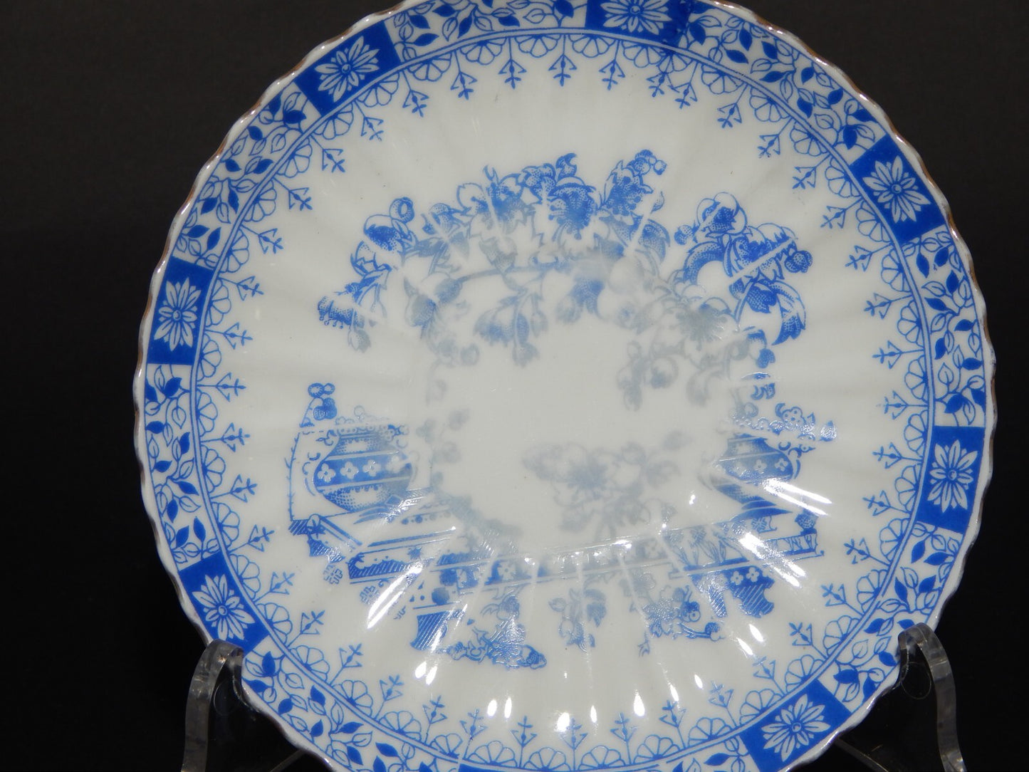 ANTICHI 4 PIATTINI SOTTO TAZZA PORCELLANA DISEGNO BLU CHINA BAVARIA