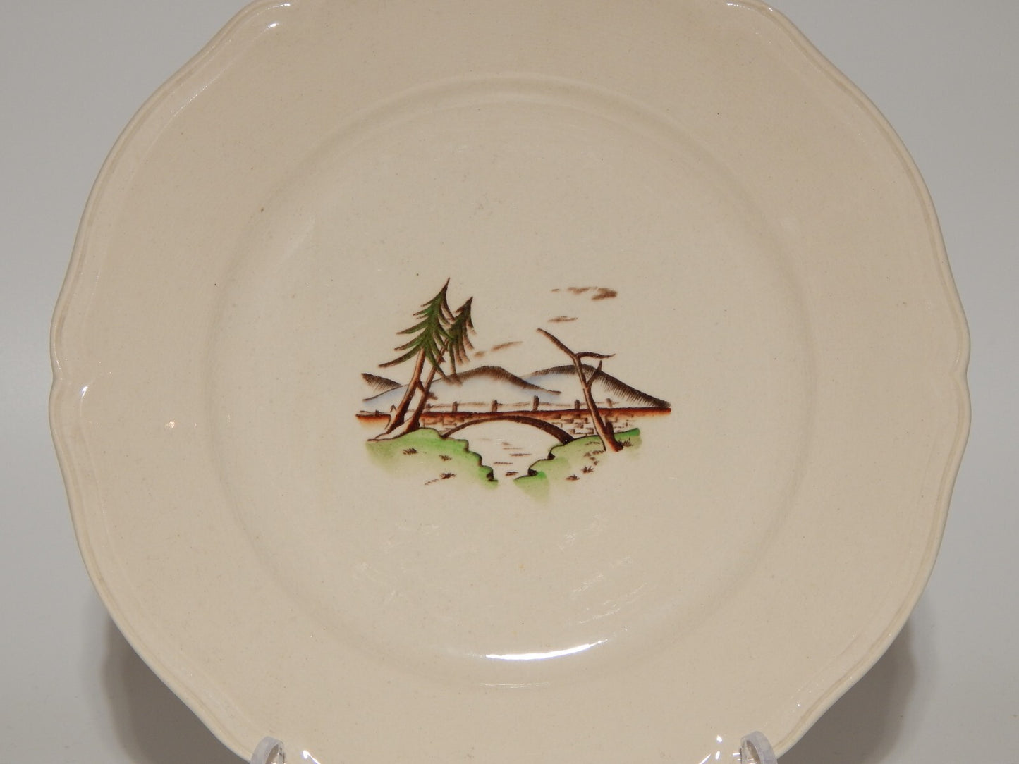 ANTICO PIATTO PI ANO CERAMICA S.C.I. LAVENO ANDLOVIZ PAESAGGIO DIPINTO A MANO #