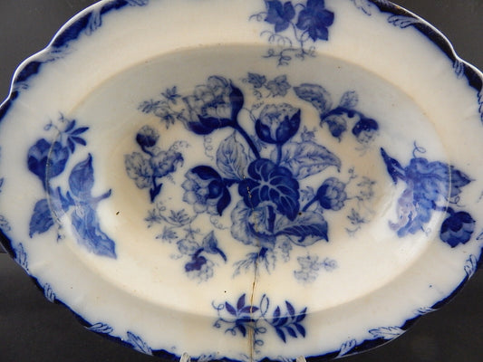 ANTICO VASSOIO NINFEE CERAMICA RICHARD MILANO FINE 800 FLOW BLUE WATER NYMPH