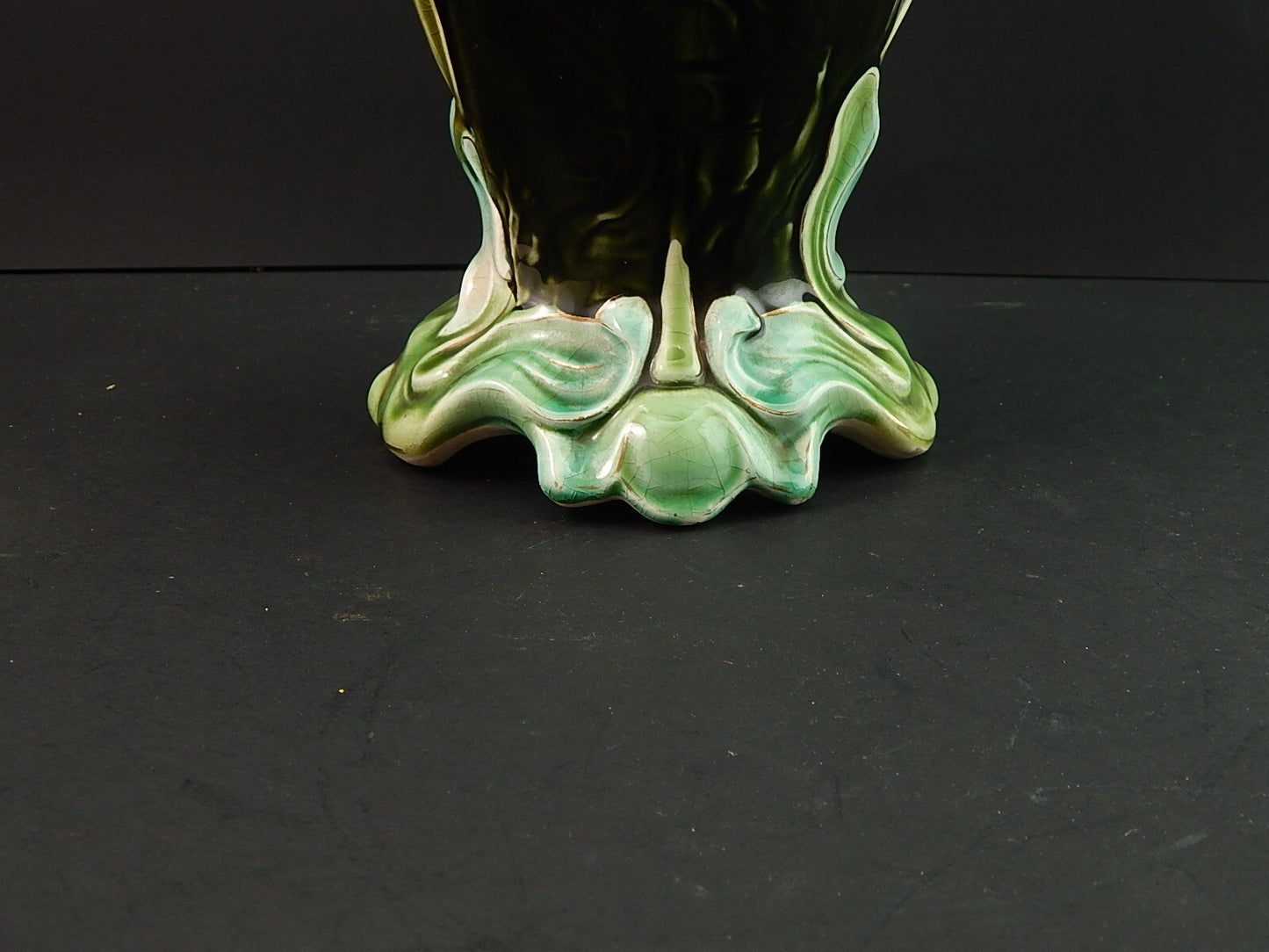 ANTICO RARO PREZIOSO ART NOUVEAU VASO BARBOTINE CERAMICA GUSTAVE DE BRUYN LILLE