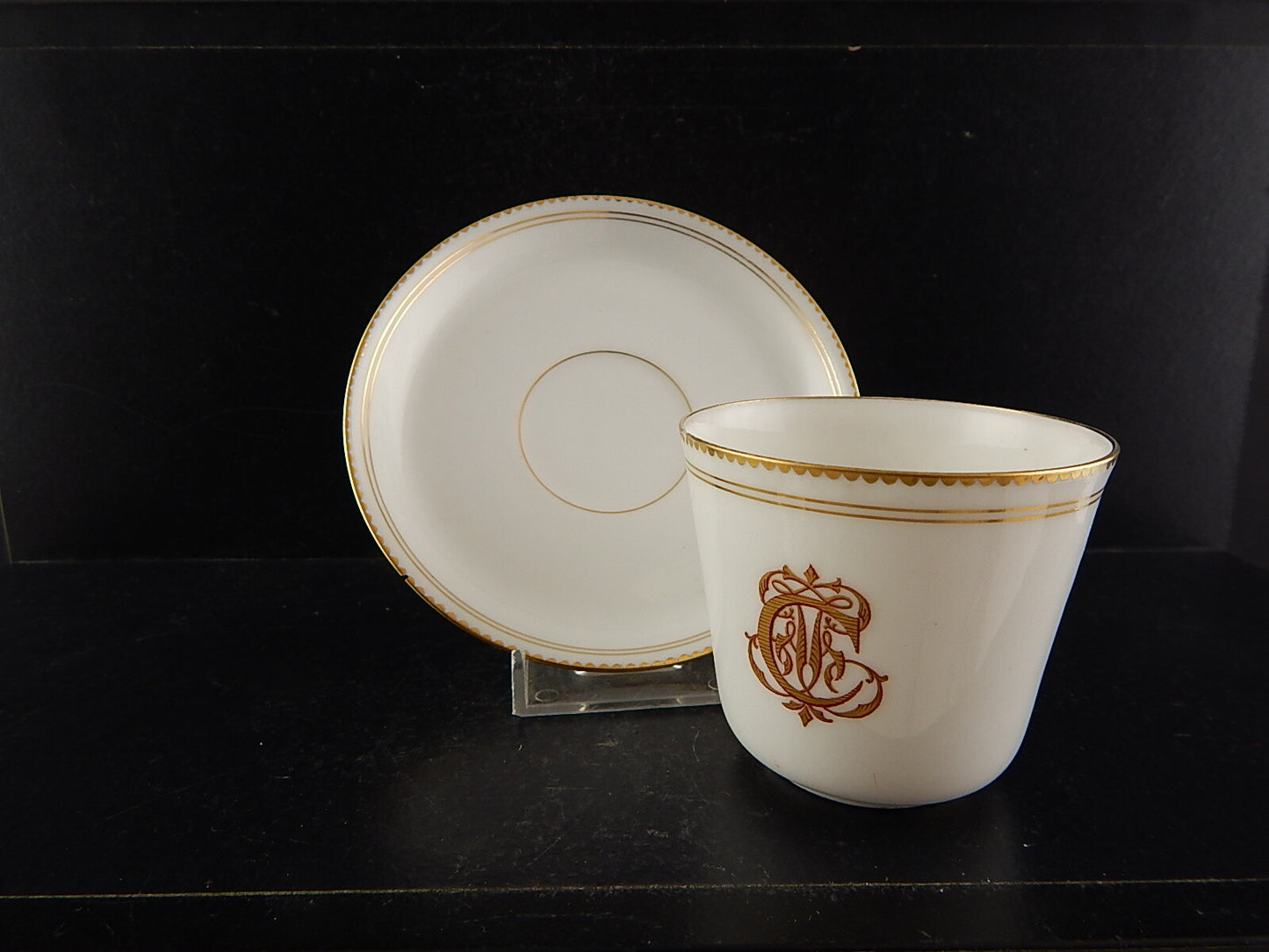 ANTICA PORCELLANA TAZZA ALFRED HACHE&CO VIERZON PARIS MONOGRAMMA DIFETTO