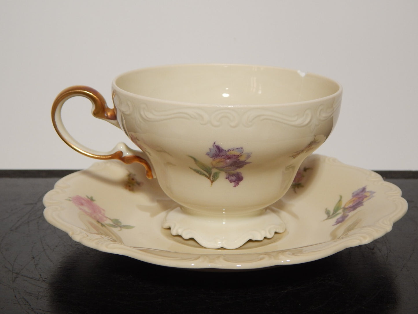 PREZIOSA ROCAILLE ANTICA TAZZA DA TE' PORCELLANA ROSENTHAL POMPADOUR DIFETTO