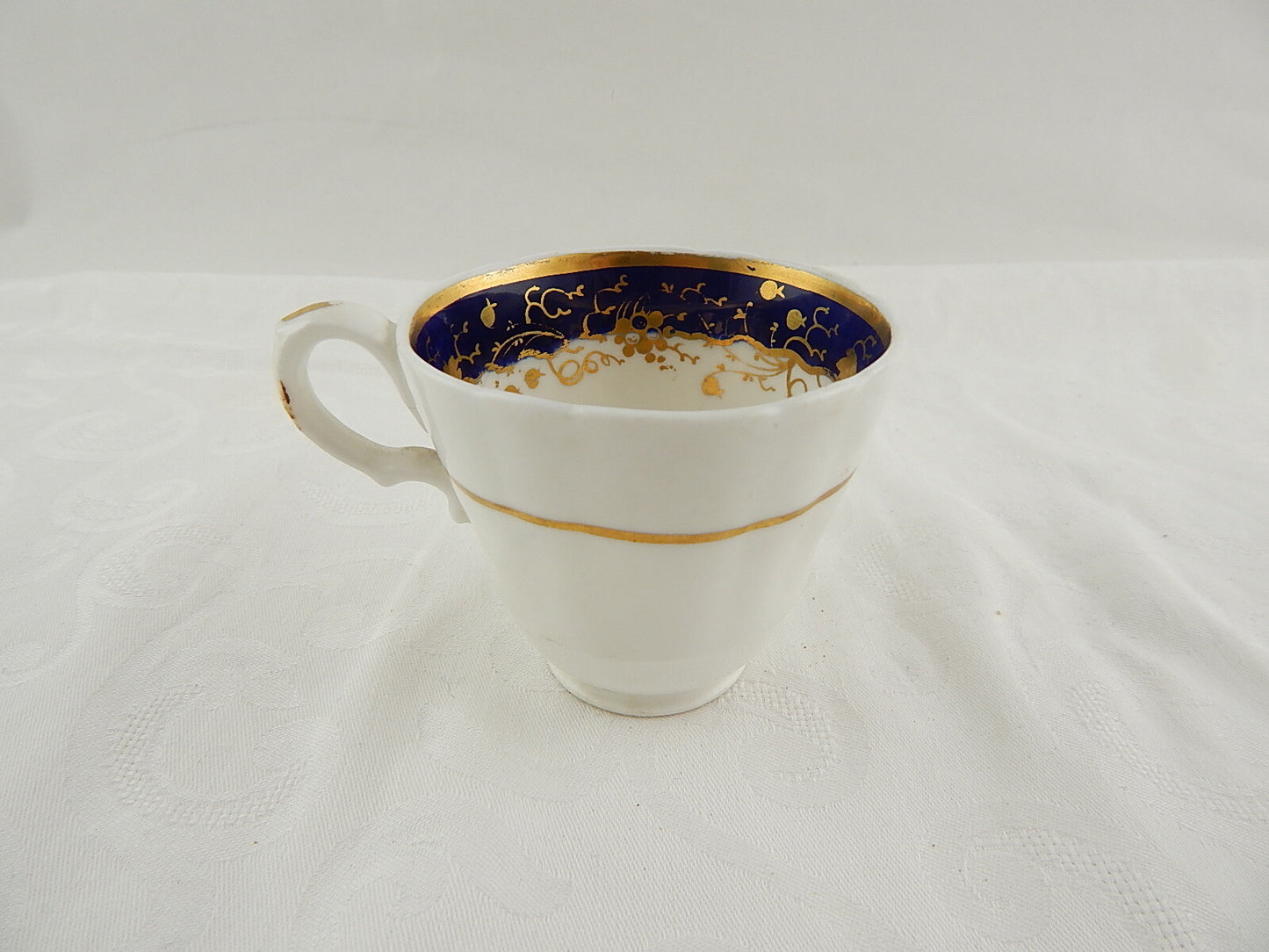 ANTICA PREZIOSA TAZZA IMPERO PORCELLANA BIANCA ORO COBALTO PARIGI INIZIO 1800