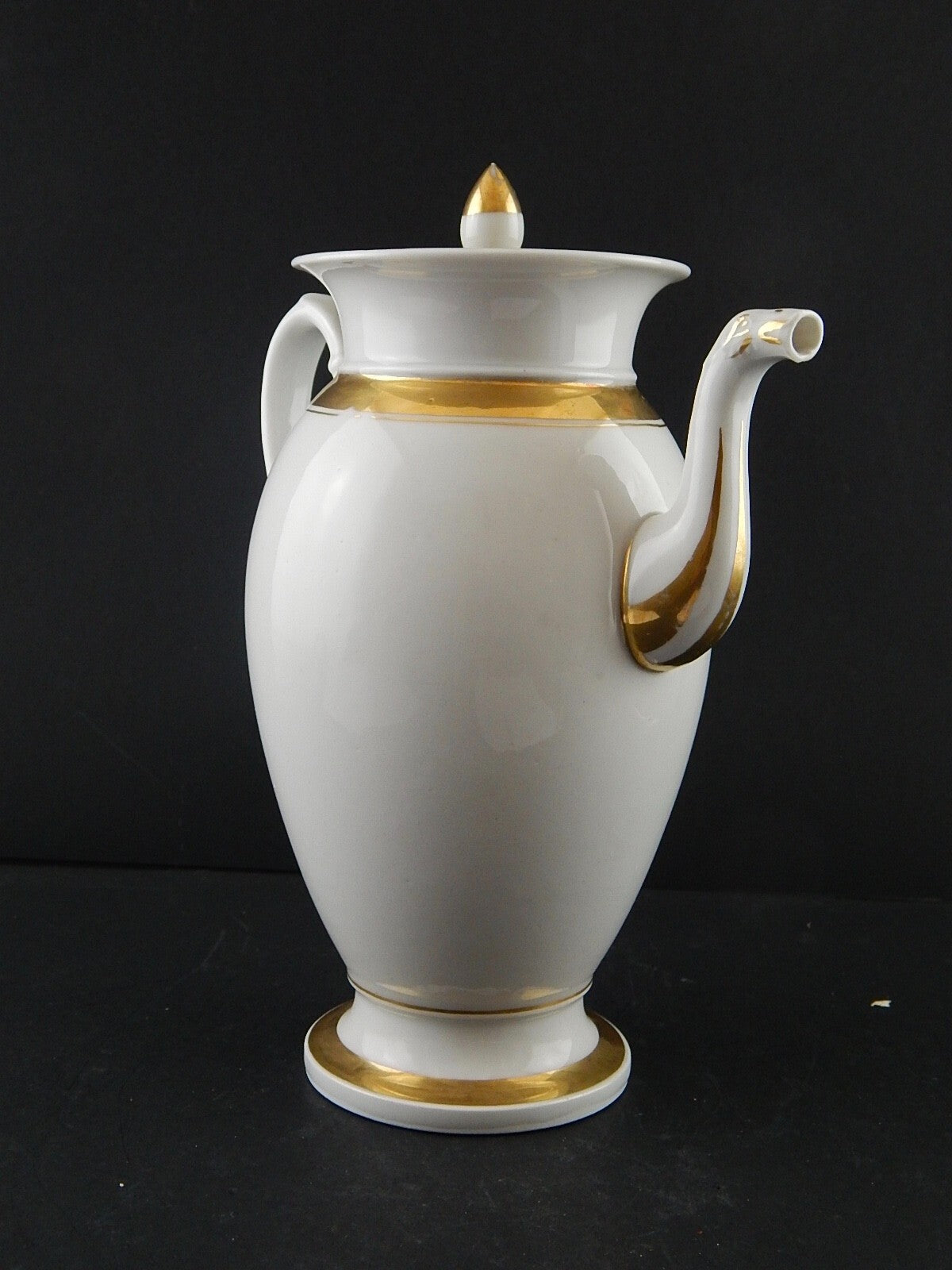 ANTICA RARA PREZIOSA CAFFETTIERA IMPERO PORCELLANA BIANCA ORO INIZIO 1800