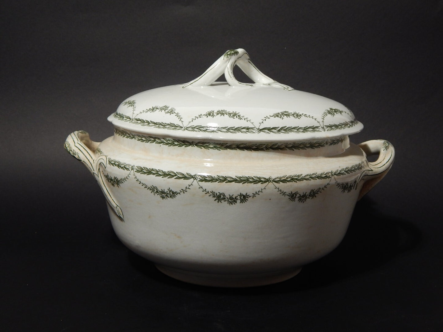 ANTICA RARA ZUPPIERA CENTROTAVOLA CERAMICA PETRUS REGOUT DECORO MARIE VERDE