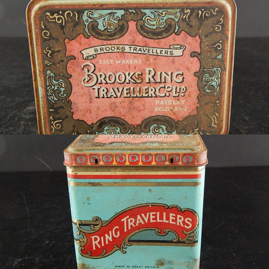 ANTICA SCATOLA LATTA PRIMO 900 RING TRAVELLERS BROOKS PAISLEY & MANCHESTER