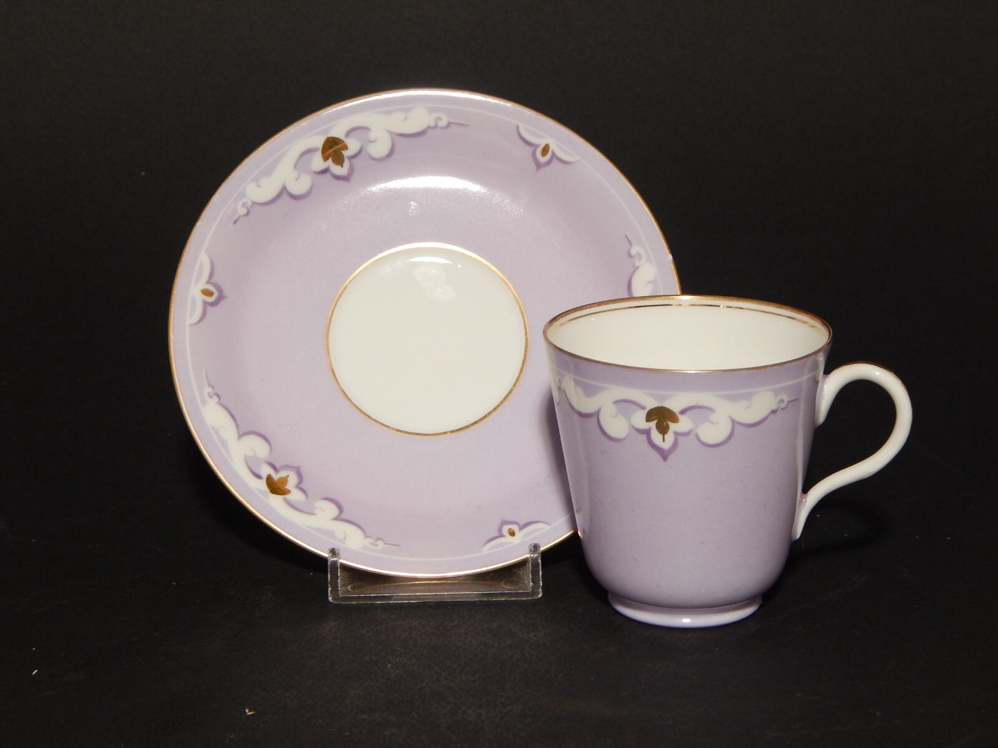 ANTICA RARA PREZIOSA LIBERTY TAZZINA CAFFE' FINISSIMA PORCELLANA VIOLA LILLA