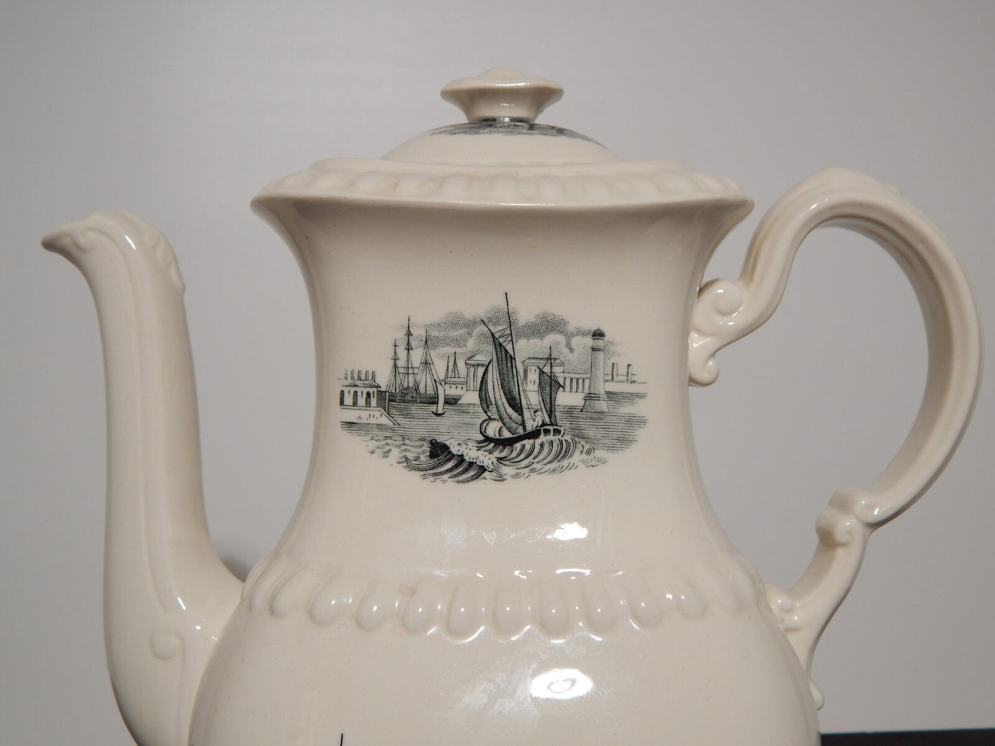 ANTICO SERVIZIO CAFFE' INGLESE SEMI PORCELLANA COPELAND SPODE PAESAGGIO MARINO