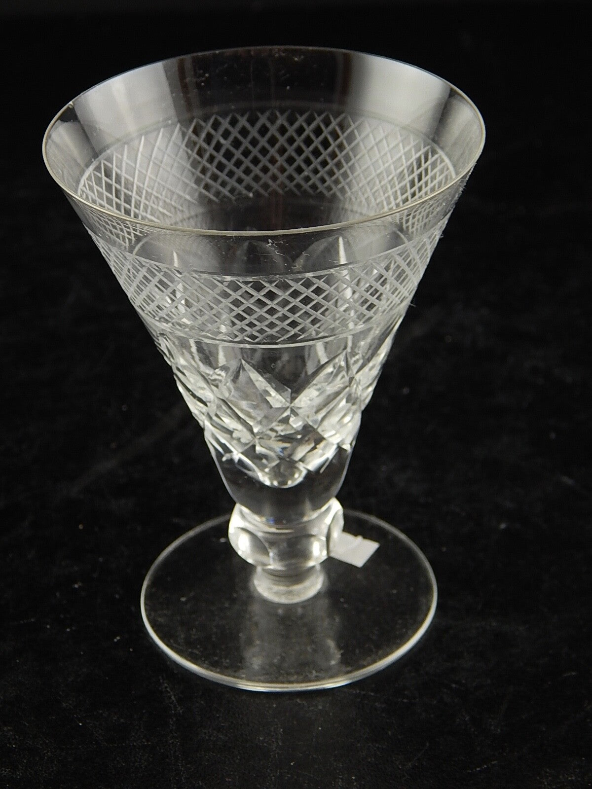 ANTICO ART DECO BICCHIERE CALICE CRISTALLO MOLATO 9 CM ALTEZZA