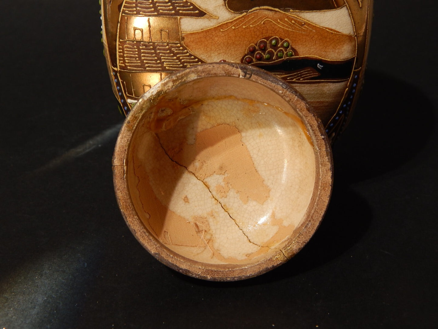 ANTIQUARIATO ORIENTALE 1920 VASO URNA CERAMICA GIAPPONE SATSUMA KINKOZAN TSUKURU