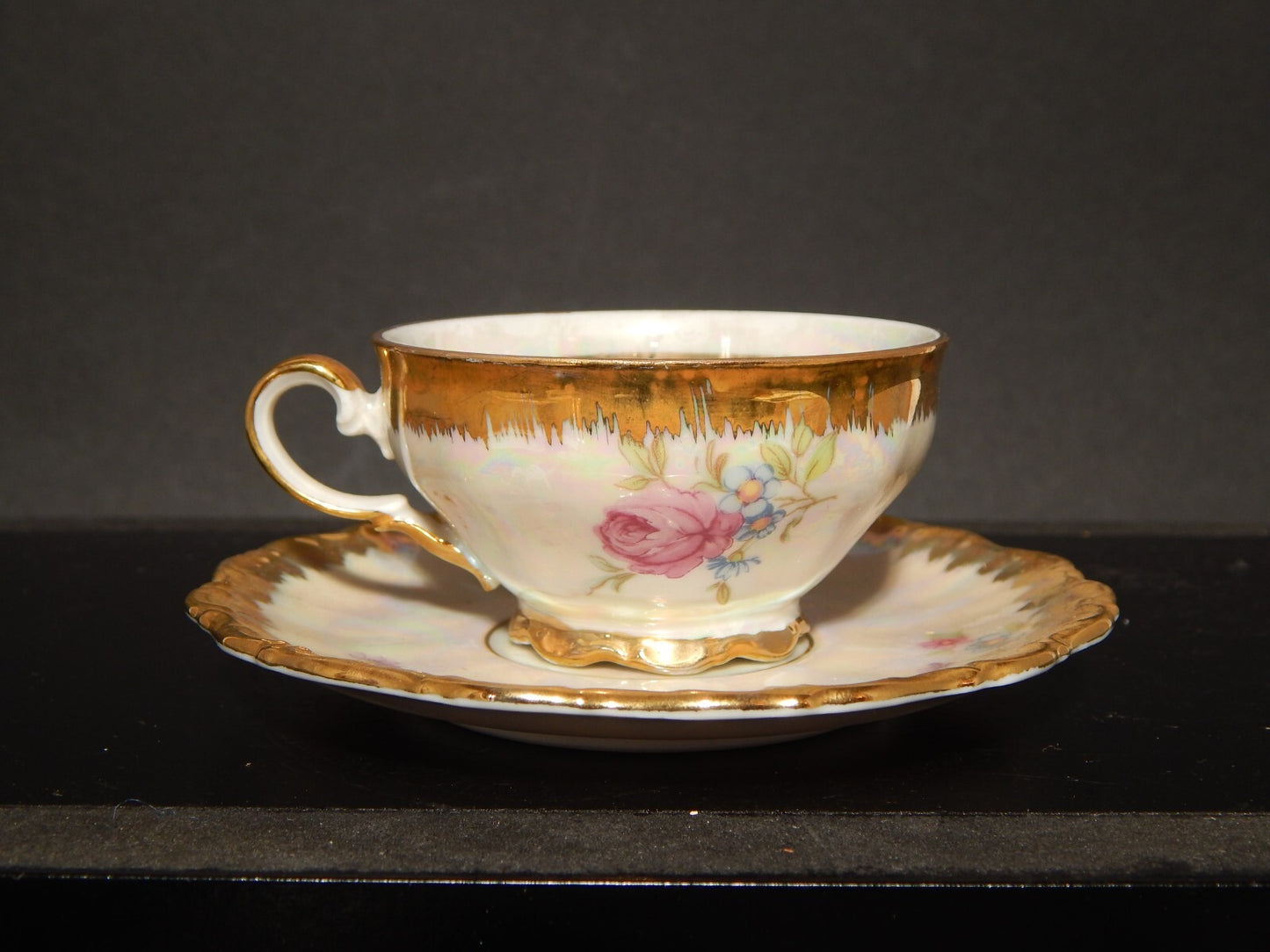ANTICA TAZZINA CAFFE' PORCELLANA DECORO LUSTRO BAVARIA SELTMANN THERESIA LA ROSA