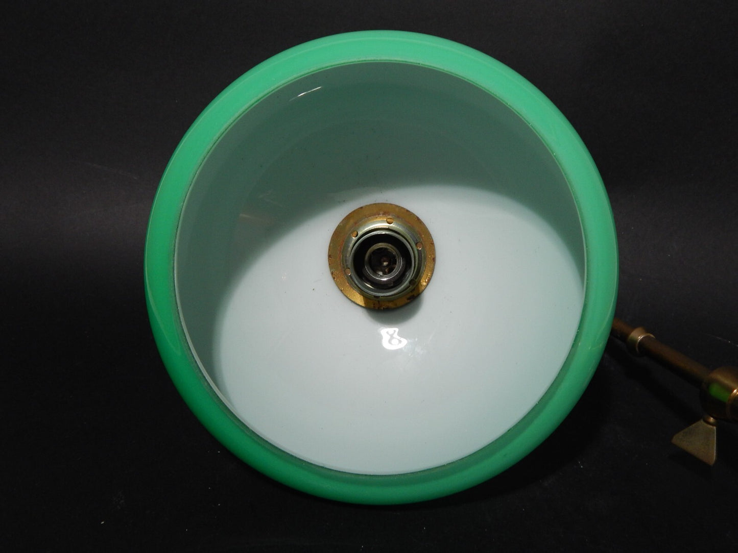 RETRO LAMPADA TAVOLO SCRIVANIA ART DECO MINISTERO PARALUME VETRO VERDE OPALINO