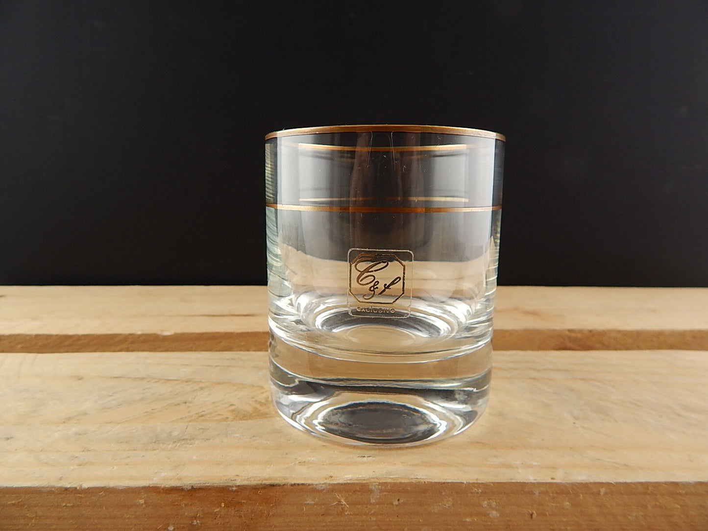 VINTAGE SERVIZIO 6 BICCHIERI CRISTALLO TUMBLER PROFILO ORO ZECCHINO