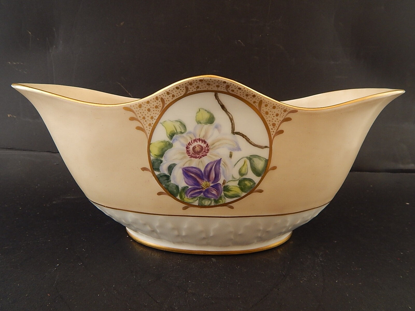 ANTICO CACHE POT VASO FIORIERA PORCELLANA DIPINTO A MANO MOTIVO FLOREALE