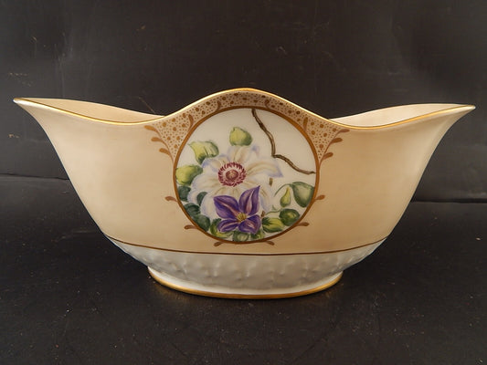 ANTICO CACHE POT VASO FIORIERA PORCELLANA DIPINTO A MANO MOTIVO FLOREALE