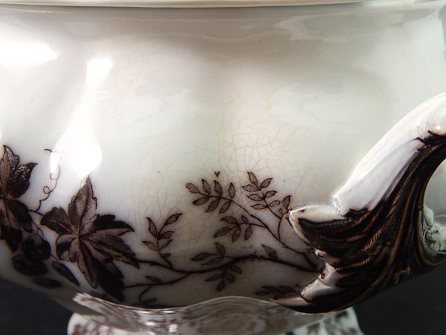 ANTICA RARA ZUPPIERA CENTROTAVOLA CERAMICA SARREGUEMINES U&Cie HUBLON 1800