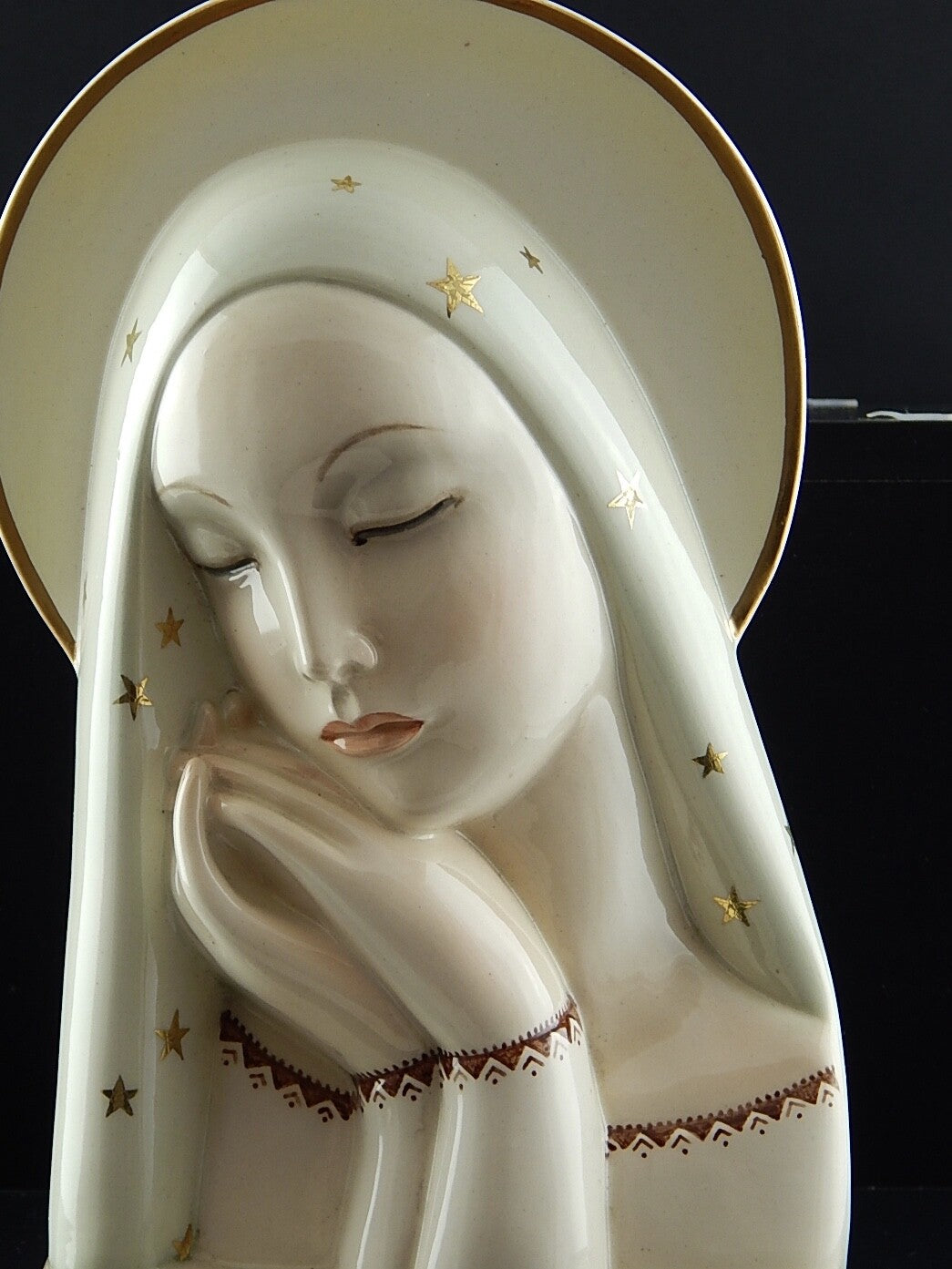 PREZIOSO ALTORILIEVO VOLTO MADONNA CERAMICA IGNI TORINO 1936 EPIGONO LENCI