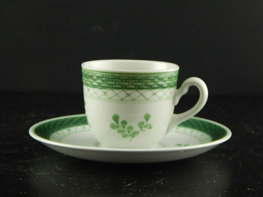 ROYAL COPENHAGEN CERAMICA FAJANCE GREEN FLOWER TAZZA DIPINTA MANO FIORI VERDI