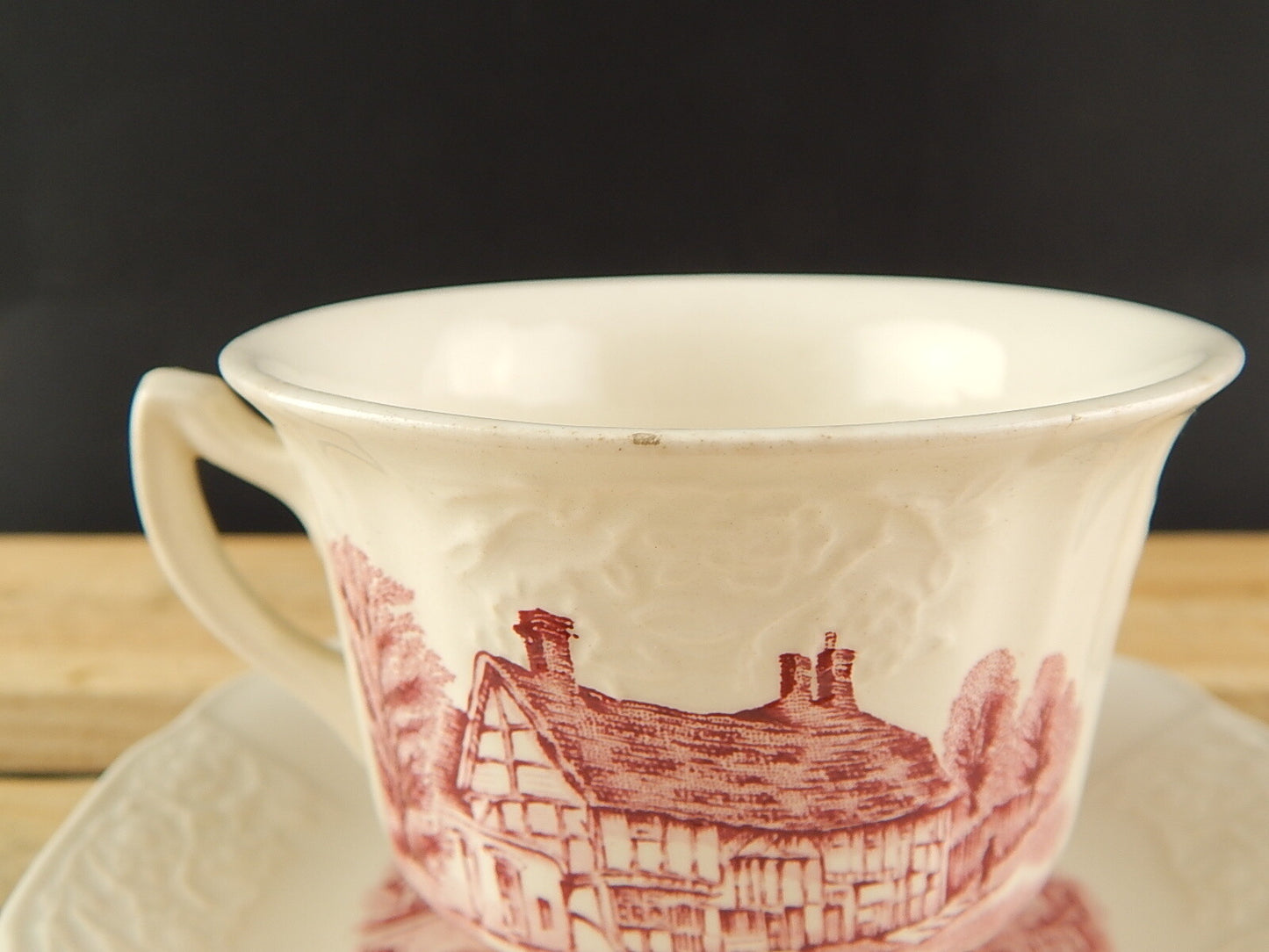 TAZZA CERAMICA ANTICA SHAKESPEARE LAND MYOTT SON & CO 1830 HANLEY BIANCO ROSSO