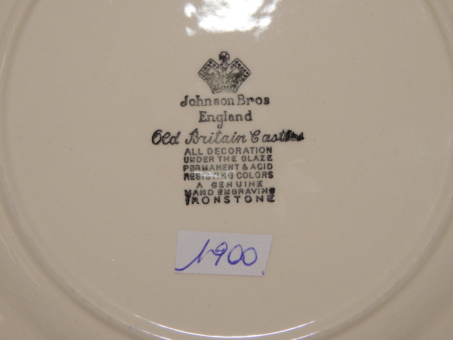 VINTAGE JOHNSON BROS OLD BRITAIN CASTLE BLU PIATTO DESSERT PORCELLANA DIFETTO #