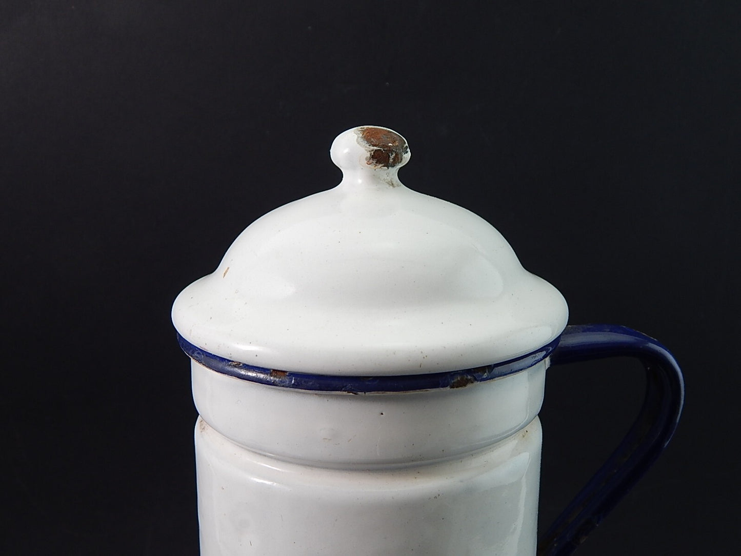 ANTICA CAFFETTIERA LATTA SMALTATA PORCELLANATA BIANCA DUE LEONI BASSANO #2020