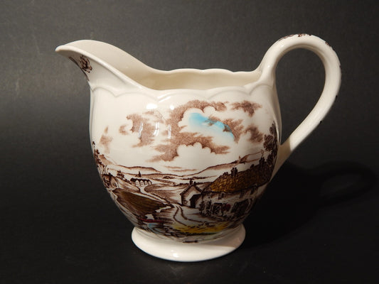 VINTAGE RARA CARAFFA LATTIERA CERAMICA W. H. GRINDLEY STAMPA A MANO QUIET DAY