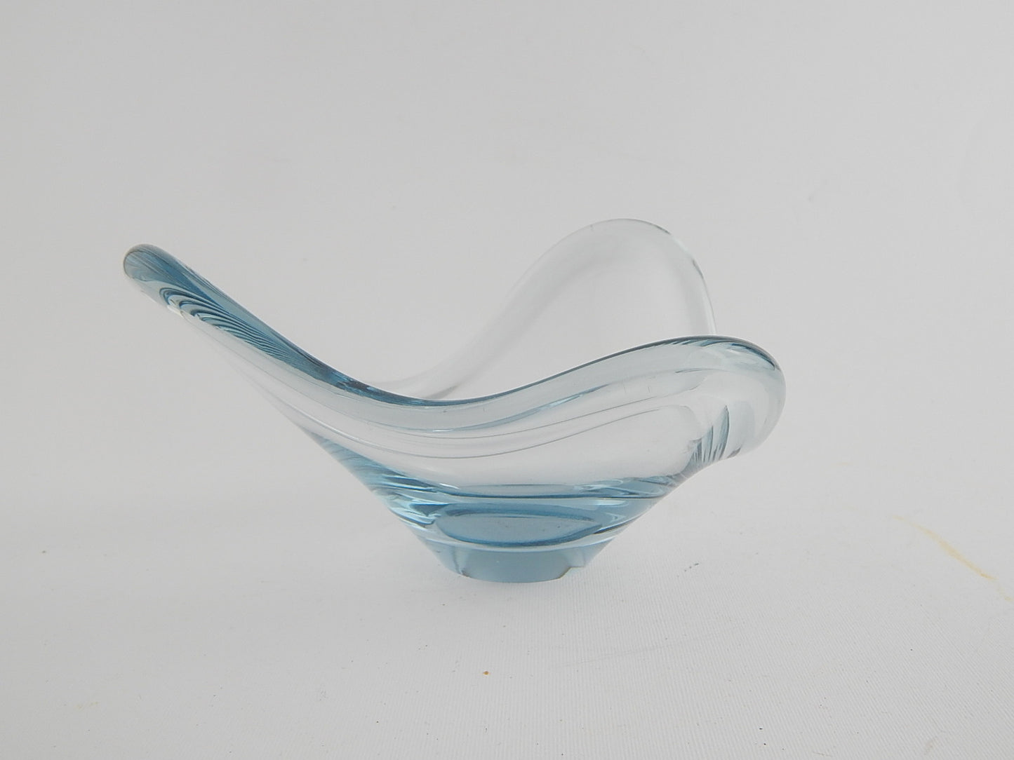 VINTAGE PORTACENERE PORTA CANDELA CRISTALLO HOLMEGAARD CRYSTAL BLUE ASH TRAY