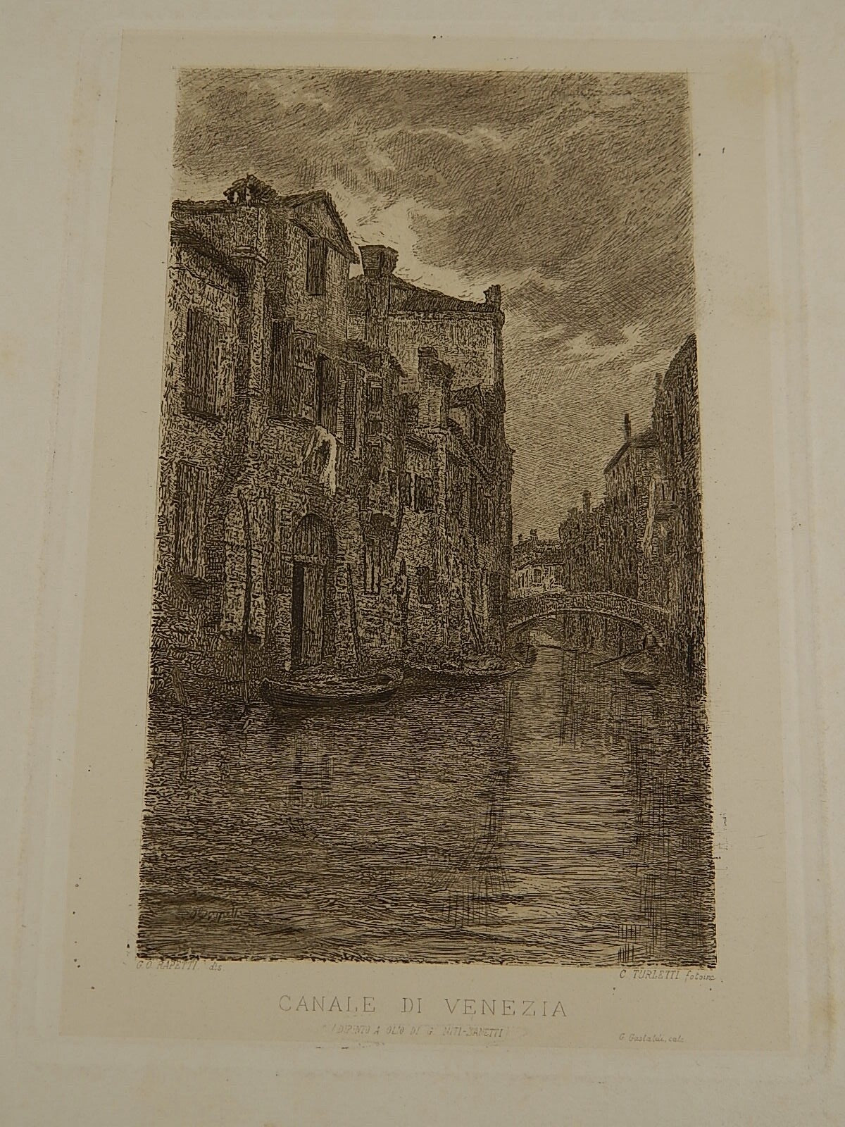 ANTICA STAMPA CANALE DI VENEZIA MITI ZANETTI INCISIONE G.O.RAPETTI C.TURLETTI