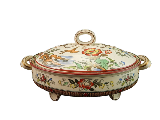 ANTICA 1880 ZUPPIERA LEGUMIERA SEMI PORCELLANA INGLESE BISHOP POWELL & STONIER