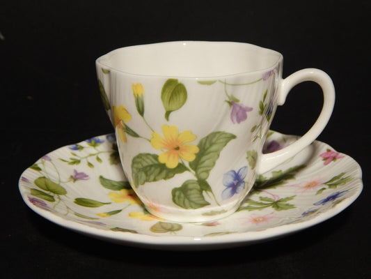 PREZIOSA PORCELLANA INGLESE TAZZA QUEEN'S FINE BONE CHINA COUNTRY MEADOWS