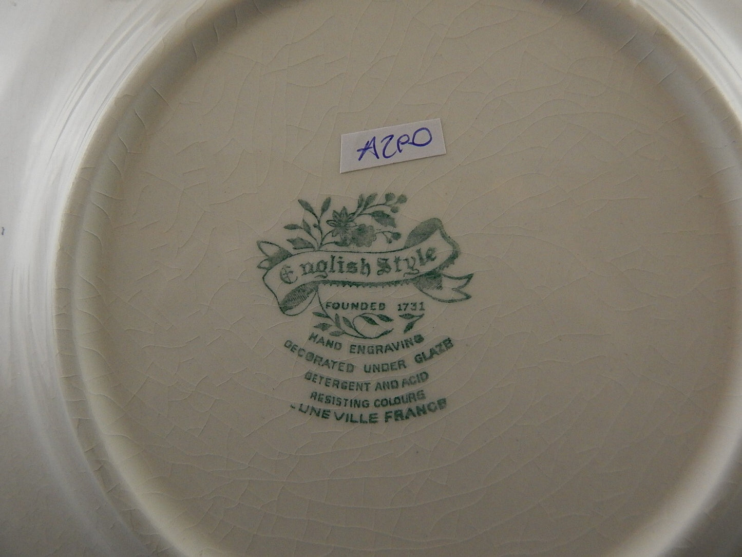 ANTICO PIATTO CERAMICA MAIOLICA LUNEVILLE ENGLISH STYLE BIANCO E ROSSO A290