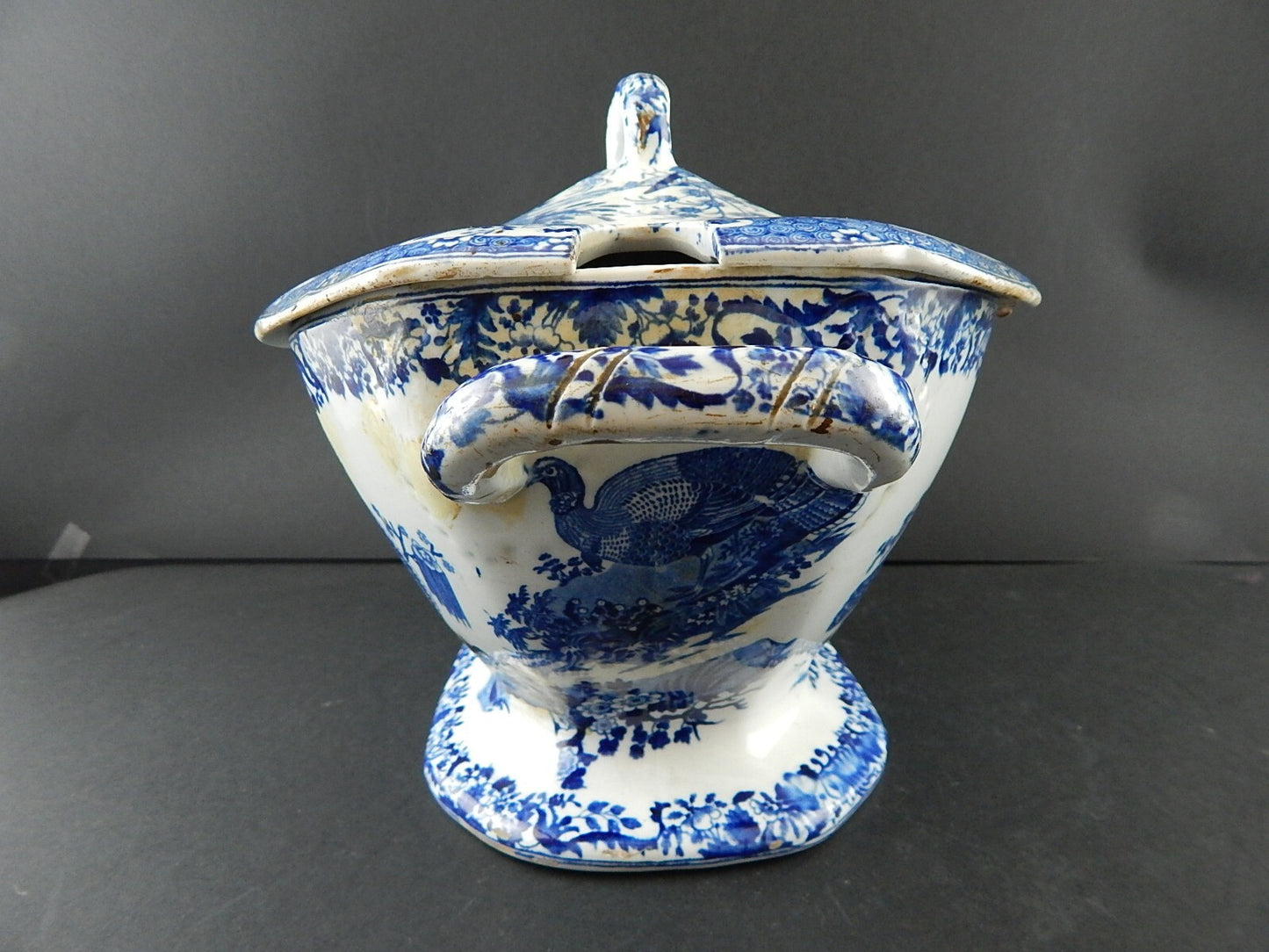 ANTICA INTROVABILE CENTROTAVOLA ZUPPIERA CERAMICA FINE 1700 GEORGIAN PERIOD