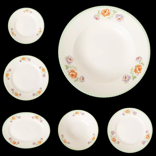 VINTAGE SERVIZIO TAVOLA 18 PIATTI CERAMICA PAGNOSSIN TREVISO DECORO ROSE