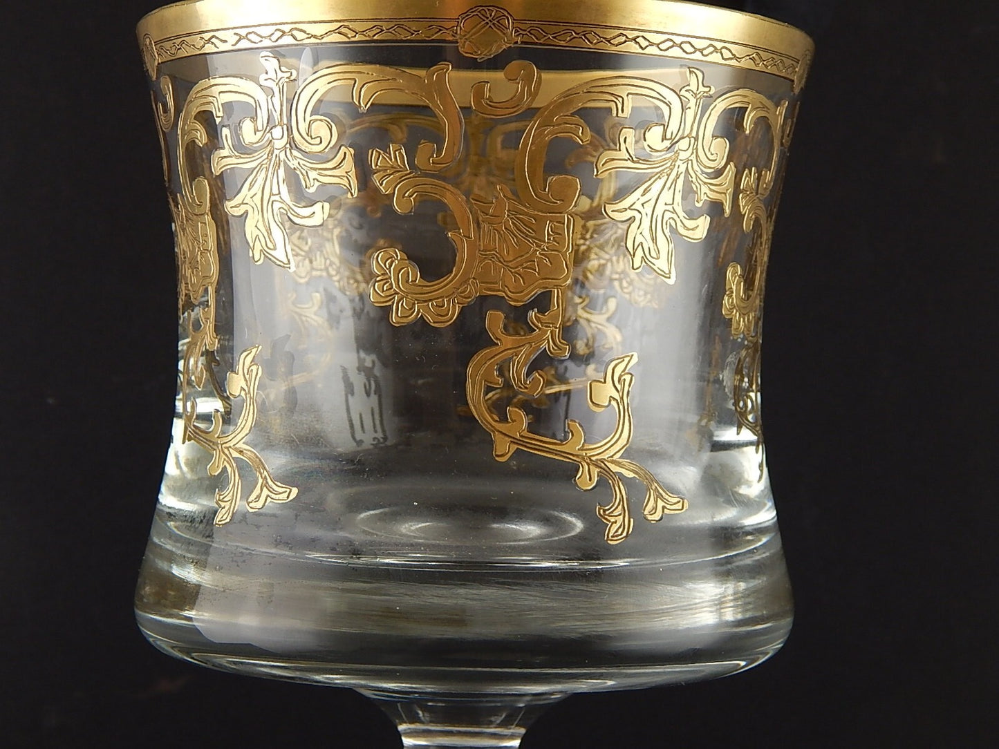 PREZIOSO GRANDE BICCHIERE COPPA VETRO SOFFIATO MURANO DECORO VENEZIANO ORO