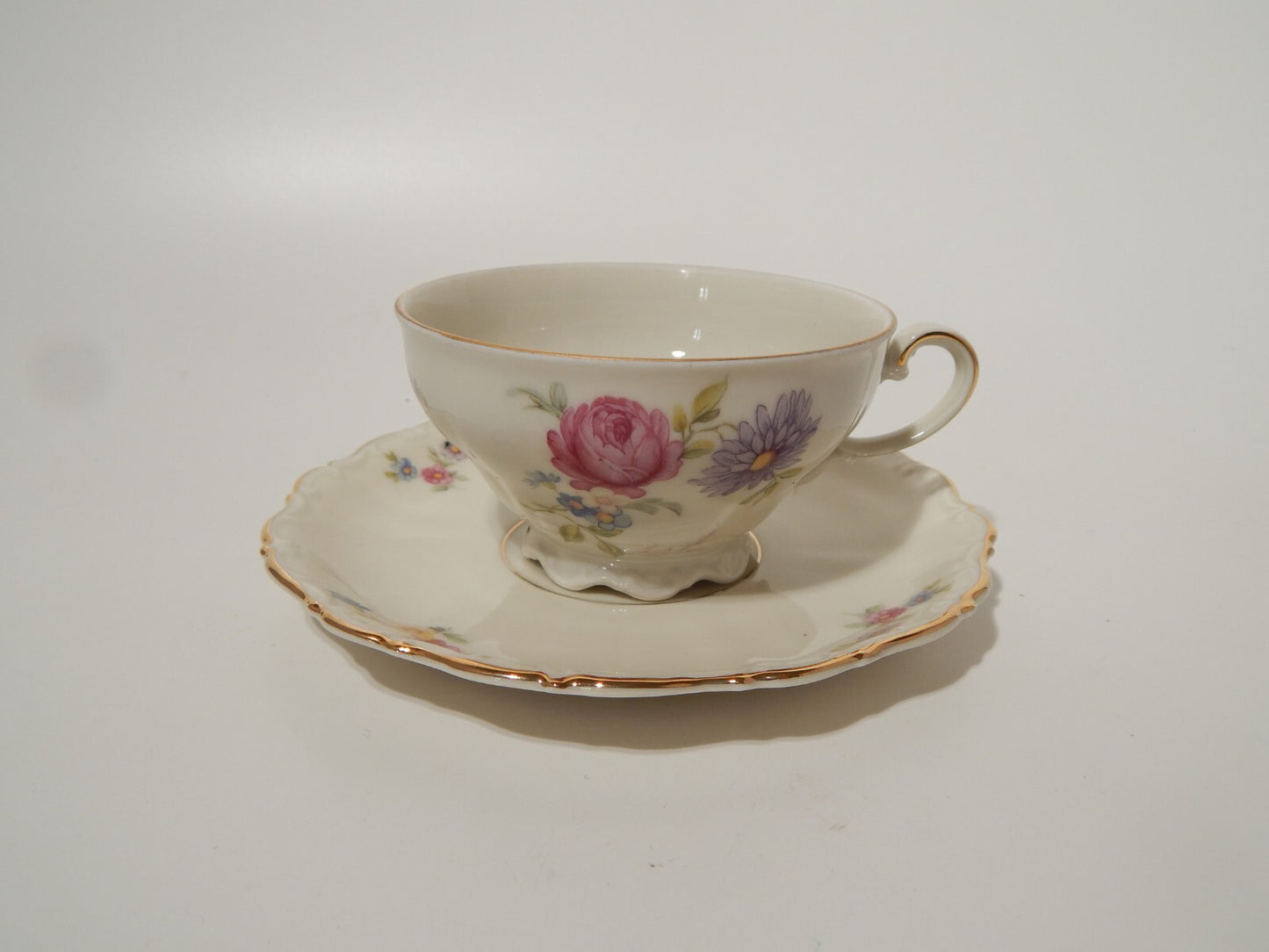 ANTICA TAZZA TE' PORCELLANA BAVARIA SELTMANN WEIDEN THERESIA LA ROSA E LA DALIA