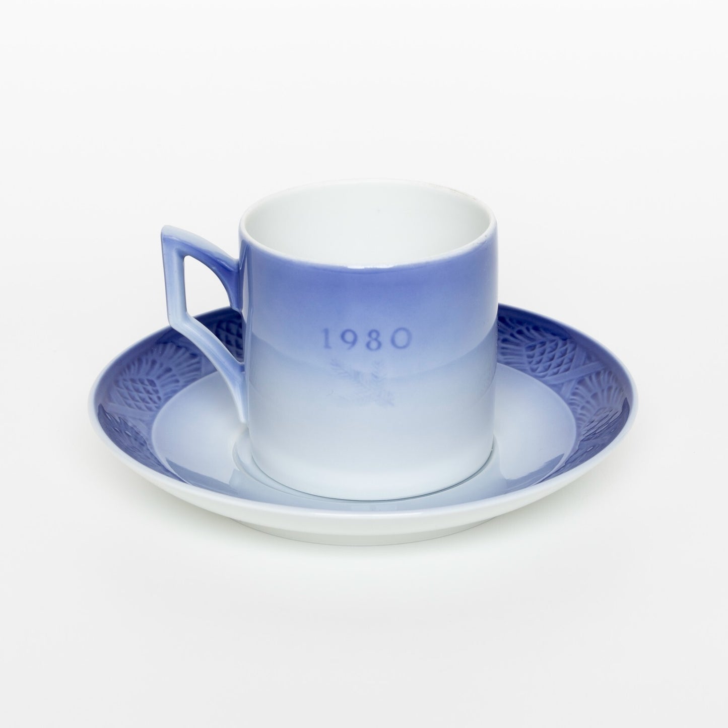 ROYAL COPENHAGEN PORCELLANA TAZZA DI NATALE 1980 ORIGINALE CON PIATTINO CM 7