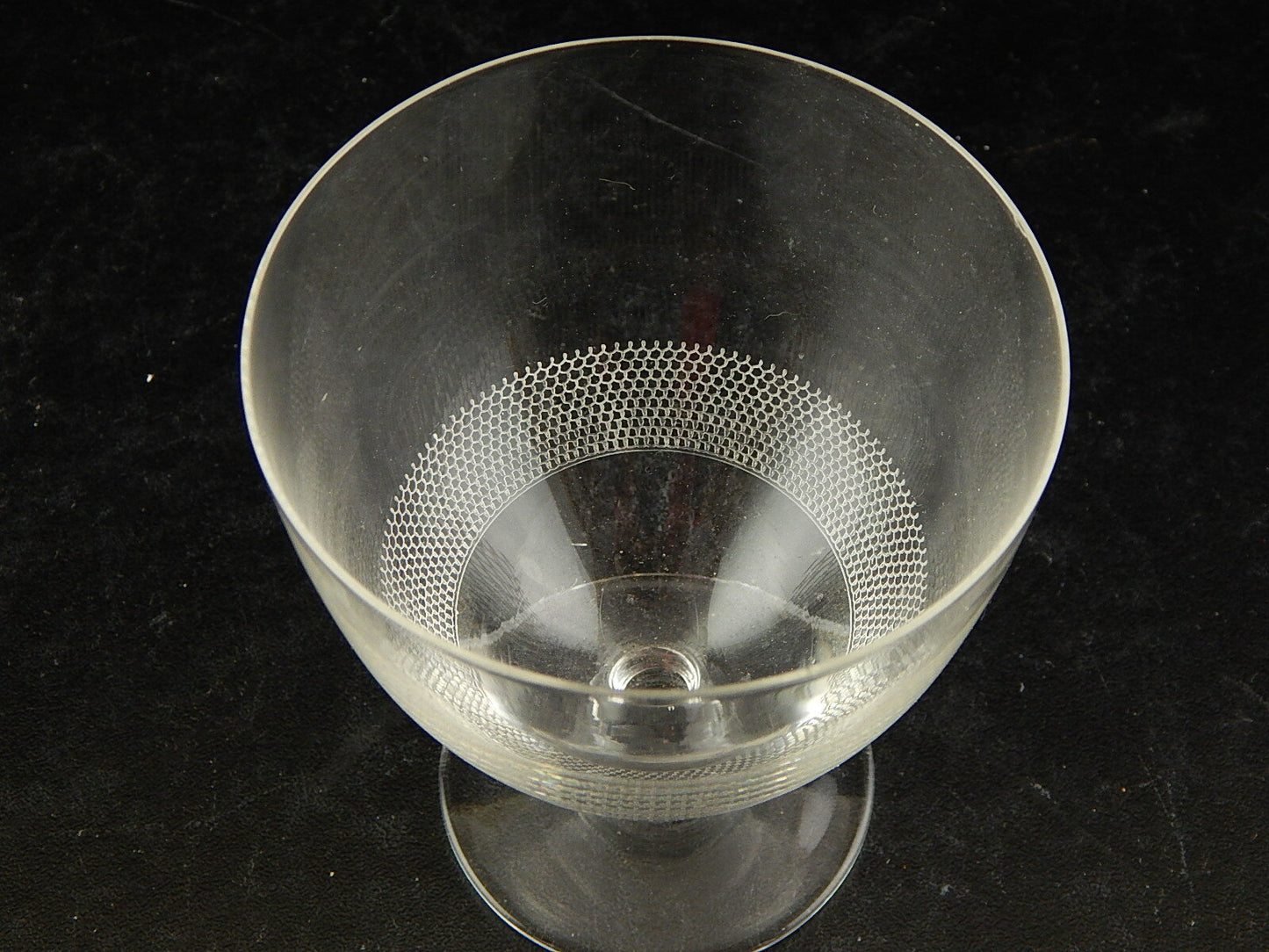 ANTICO ART DECO SET 3 BICCHIERI CALICI CRISTALLO CON DECORO SERIGRAFATO