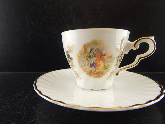 ANTICA TAZZINA CAFFE' PORCELLANA RHEINPFALZ BAVARIA SCENA GALANTE A235