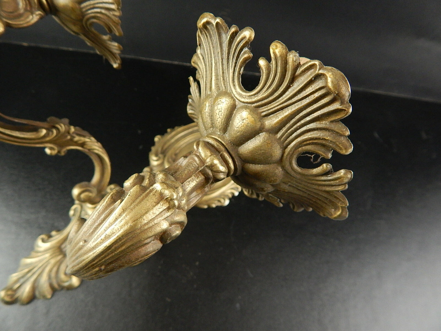 ANTICA APPLIQUE DUE FUOCHI E 14 LAMPADA PARETE BRONZO OTTONE NAPOLEONE III