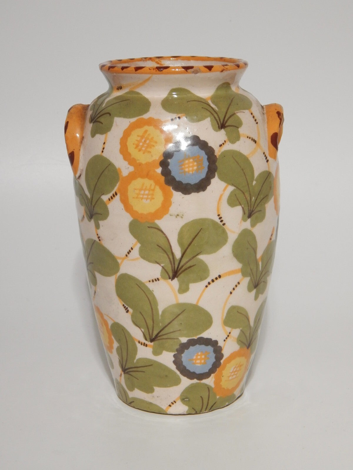 ANTICO ALBARELLO VASO MAIOLICA PROBABILE CERAMICA CANTAGALLI FIRENZE FINE 800