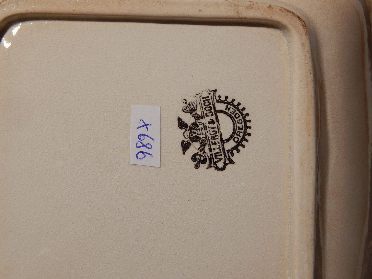 ANTICA CIOTOLA LEGUMIERA CERAMICA VILLEROY&BOCH DRESDEN DISEGNO BLUE FLUTED