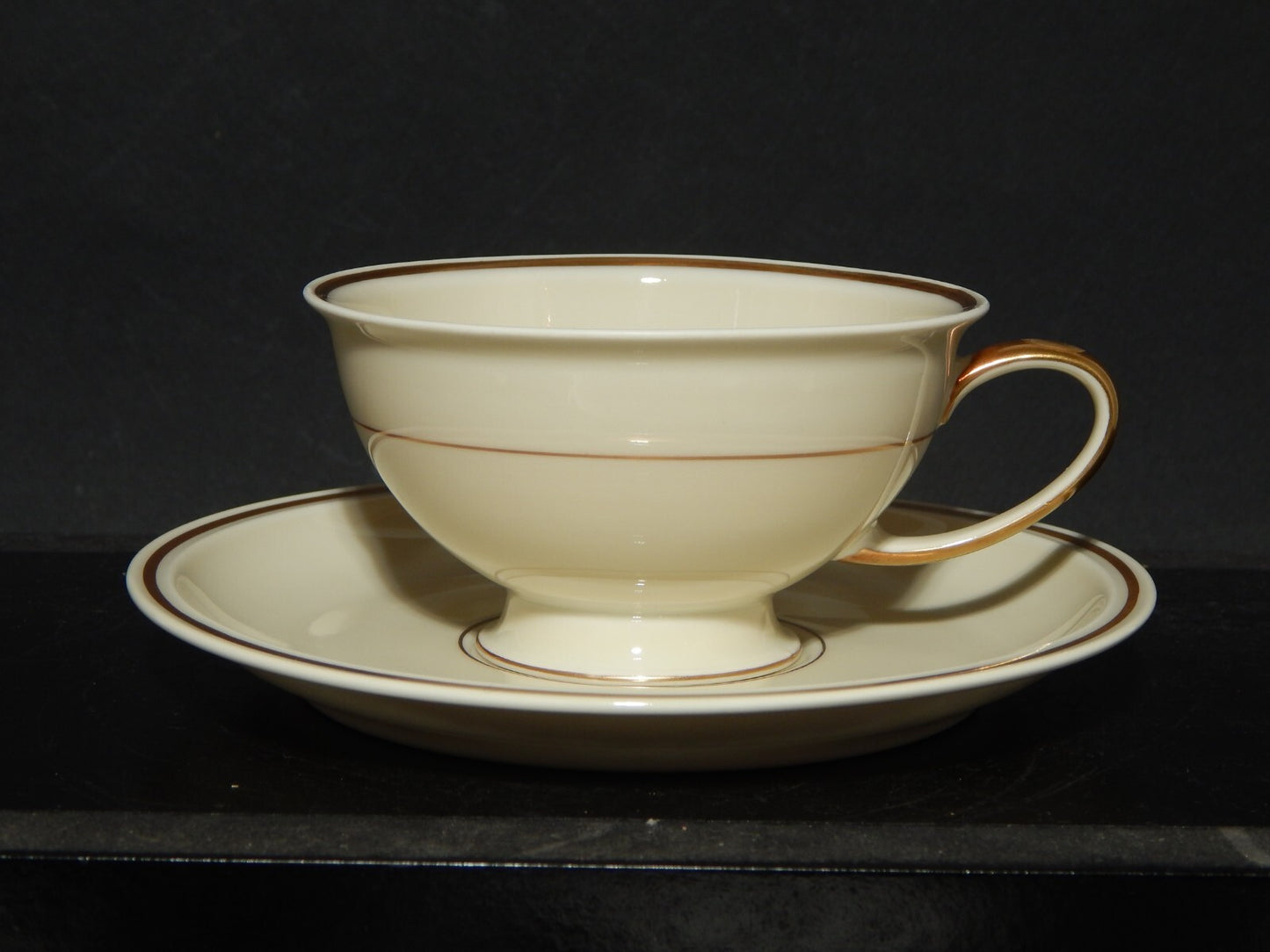 PREZIOSO SERVIZIO 6 TAZZE DA TE' PORCELLANA ROSENTHAL WINIFRED COLOR CREMA ORO